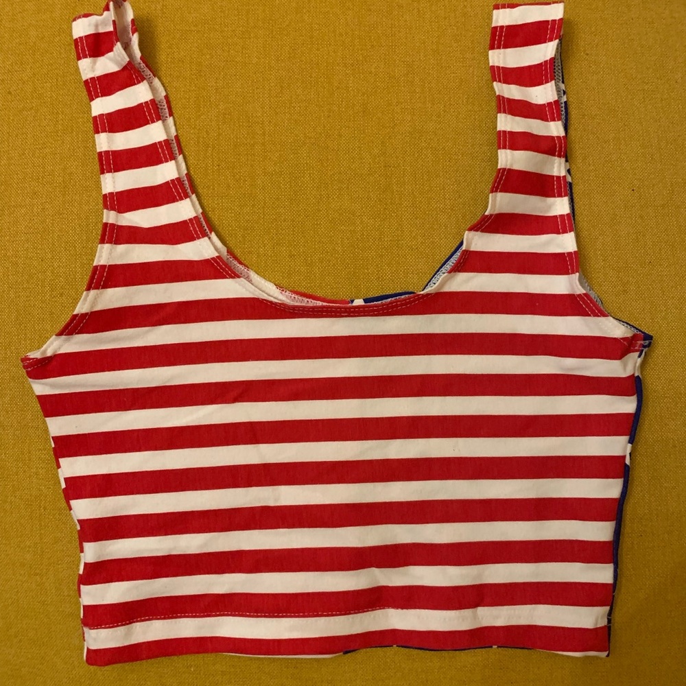 NEW American Apparel US Flag Crop Top tank - Picture 7 of 7